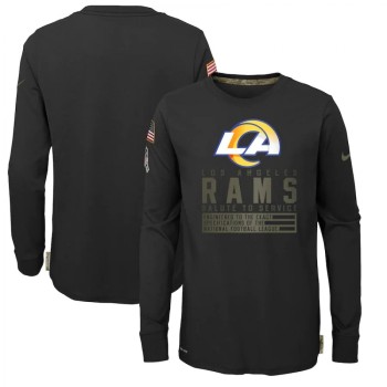 Youth Los Angeles Rams 2020 Black Salute To Service Sideline Performance Long Sleeve T-Shirt Youth Los Angeles Rams 2020 Black Salute To Service Sideline Performance Long Sleeve T-Shirt