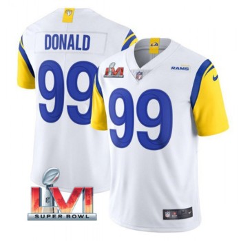 Youth Los Angeles Rams #99 Aaron Donald White 2022 Super Bowl LVI Vapor Untouchable Limited Stitched Jersey Youth Los Angeles Rams #99 Aaron Donald White 2022 Super Bowl LVI Vapor Untouchable Limited Stitched Jersey
