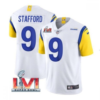 Youth Los Angeles Rams #9 Matthew Stafford White 2022 Super Bowl LVI Vapor Untouchable Limited Stitched Jersey Youth Los Angeles Rams #9 Matthew Stafford White 2022 Super Bowl LVI Vapor Untouchable Limited Stitched Jersey