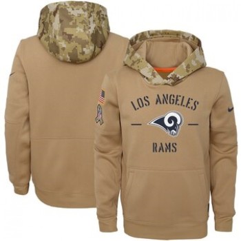 Youth Los Angeles Rams Khaki 2019 Salute to Service Therma Pullover Hoodie Youth Los Angeles Rams Khaki 2019 Salute to Service Therma Pullover Hoodie