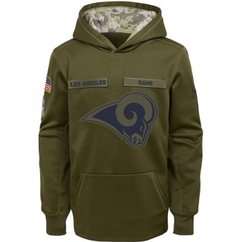 Youth Los Angeles Rams Olive Salute to Service Pullover Performance NFL Hoodie Youth Los Angeles Rams Olive Salute to Service Pullover Performance NFL Hoodie
