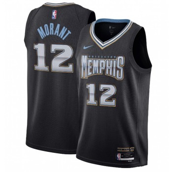Youth Memphis Grizzlies #12 Ja Morant Black 2022/23 City Edition Stitched Basketball Jersey Youth Memphis Grizzlies #12 Ja Morant Black 2022/23 City Edition Stitched Basketball Jersey
