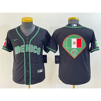 Youth Mexico Baseball 2023 Black Big Logo World Baseball Classic Stitched Jersey Youth Mexico Baseball 2023 Black Big Logo World Baseball Classic Stitched Jersey