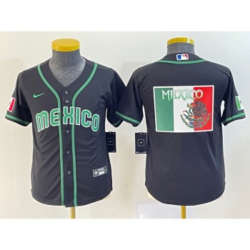 Youth Mexico Baseball 2023 Black Big Logo World Baseball Classic Stitched Jersey Youth Mexico Baseball 2023 Black Big Logo World Baseball Classic Stitched Jersey