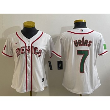 Youth Mexico Baseball #7 Julio Urias 2023 White World Baseball Classic Stitched Jersey