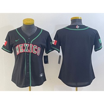 Youth Mexico Baseball Blank 2023 Black World Baseball Classic Stitched Jersey Youth Mexico Baseball Blank 2023 Black World Baseball Classic Stitched Jersey