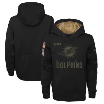 Youth Miami Dolphins 2020 Black Salute to Service Sideline Performance Pullover Hoodie Youth Miami Dolphins 2020 Black Salute to Service Sideline Performance Pullover Hoodie