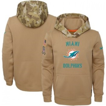 Youth Miami Dolphins Khaki 2019 Salute to Service Therma Pullover Hoodie Youth Miami Dolphins Khaki 2019 Salute to Service Therma Pullover Hoodie