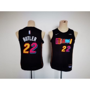 Youth Miami Heat #22 Jimmy Butler Black City Edition Swingman Stitched Jersey Youth Miami Heat #22 Jimmy Butler Black City Edition Swingman Stitched Jersey
