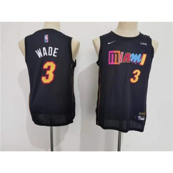 Youth Miami Heat #3 Dwyane Wade Black City Edition Swingman Stitched Jersey