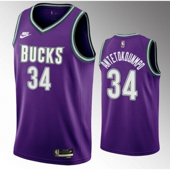 Youth Milwaukee Bucks #34 Giannis Antetokounmpo 2022/23 Purple Classic Edition Swingman Stitched Basketball Jersey Youth Milwaukee Bucks #34 Giannis Antetokounmpo 2022/23 Purple Classic Edition Swingman Stitched Basketball Jersey