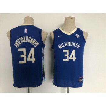 Youth Milwaukee Bucks #34 Giannis Antetokounmpo Blue 2022/23 City Edition Stitched Basketball Jersey Youth Milwaukee Bucks #34 Giannis Antetokounmpo Blue 2022/23 City Edition Stitched Basketball Jersey