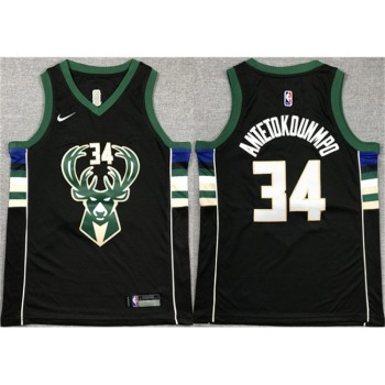 Youth Milwaukee Bucks #34 Giannis Antetokounmpo Black Stitched Basketball Jersey Youth Milwaukee Bucks #34 Giannis Antetokounmpo Black Stitched Basketball Jersey
