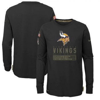 Youth Minnesota Vikings 2020 Black Salute To Service Sideline Performance Long Sleeve T-Shirt Youth Minnesota Vikings 2020 Black Salute To Service Sideline Performance Long Sleeve T-Shirt