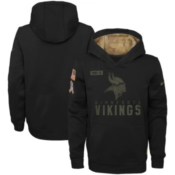 Youth Minnesota Vikings 2020 Black Salute to Service Sideline Performance Pullover Hoodie Youth Minnesota Vikings 2020 Black Salute to Service Sideline Performance Pullover Hoodie