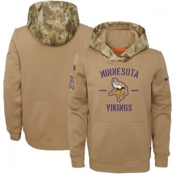 Youth Minnesota Vikings Khaki 2019 Salute to Service Therma Pullover Hoodie Youth Minnesota Vikings Khaki 2019 Salute to Service Therma Pullover Hoodie