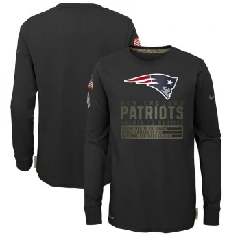 Youth New England Patriots 2020 Black Salute To Service Sideline Performance Long Sleeve T-Shirt Youth New England Patriots 2020 Black Salute To Service Sideline Performance Long Sleeve T-Shirt