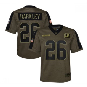 Youth New York Giants #26 Saquon Barkley 2021 Olive Salute To Service Limited Stitched Jersey Youth New York Giants #26 Saquon Barkley 2021 Olive Salute To Service Limited Stitched Jersey