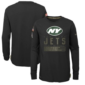 Youth New York Jets 2020 Black Salute To Service Sideline Performance Long Sleeve T-Shirt Youth New York Jets 2020 Black Salute To Service Sideline Performance Long Sleeve T-Shirt