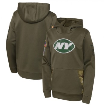 Youth New York Jets 2022 Olive Salute to Service Therma Performance Pullover Hoodie Youth New York Jets 2022 Olive Salute to Service Therma Performance Pullover Hoodie
