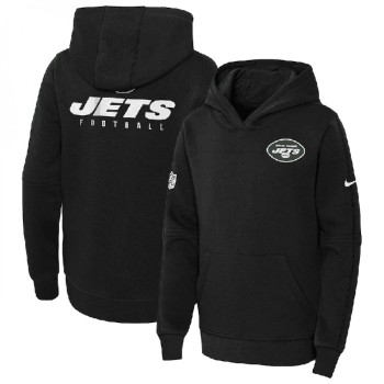 Youth New York Jets Black Sideline Club Fleece Pullover Hoodie Youth New York Jets Black Sideline Club Fleece Pullover Hoodie