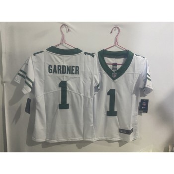 Youth New York Jets #1 Sauce Gardner White Throwback Vapor Untouchable Limited Stitched Jersey Youth New York Jets #1 Sauce Gardner White Throwback Vapor Untouchable Limited Stitched Jersey