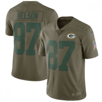 Youth Green Bay Packers #87 Jordy Nelson Olive Salute To Service Limited Stitched NFL Jersey