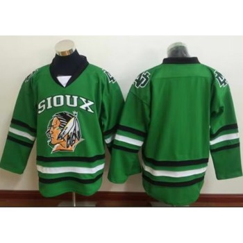 Youth North Dakota Fighting Sioux Blank Green Stitched Jersey