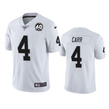 Youth Oakland Raiders #4 Derek Carr White 2019 100th Season With 60 Patch Vapor Untouchable Limited Stitched NFL Jersey Youth Oakland Raiders #4 Derek Carr White 2019 100th Season With 60 Patch Vapor Untouchable Limited Stitched NFL Jersey