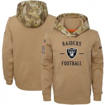 Youth Oakland Raiders Khaki 2019 Salute to Service Therma Pullover Hoodie Youth Oakland Raiders Khaki 2019 Salute to Service Therma Pullover Hoodie