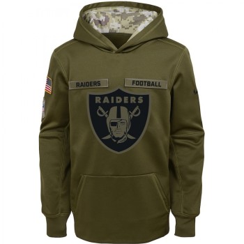 Youth Oakland Raiders Olive Salute to Service Pullover Performance NFL Hoodie Youth Oakland Raiders Olive Salute to Service Pullover Performance NFL Hoodie