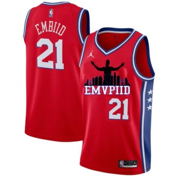 Youth Philadelphia 76ers #21 Joel Embiid Red Stitched Jersey