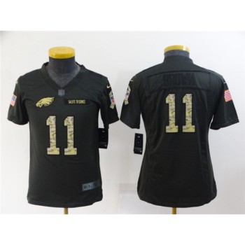 Youth Philadelphia Eagles #11 A. J. Brown Black Salute To Service Stitched Football Jersey Youth Philadelphia Eagles #11 A. J. Brown Black Salute To Service Stitched Football Jersey