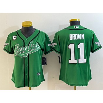Youth Philadelphia Eagles #11 A. J. Brown Green With 3-Star C Patch Cool Base Stitched Baseball Jersey Youth Philadelphia Eagles #11 A. J. Brown Green With 3-Star C Patch Cool Base Stitched Baseball Jersey
