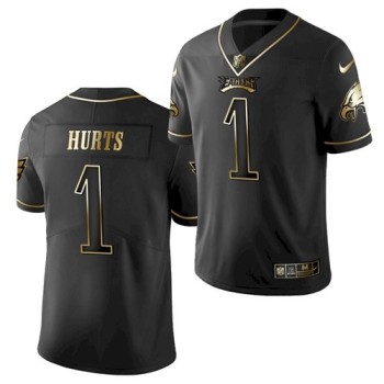 Youth Philadelphia Eagles #1 Jalen Hurts Black Golden Edition Stitched Football Jersey Youth Philadelphia Eagles #1 Jalen Hurts Black Golden Edition Stitched Football Jersey