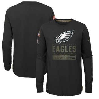 Youth Philadelphia Eagles 2020 Black Salute To Service Sideline Performance Long Sleeve T-Shirt Youth Philadelphia Eagles 2020 Black Salute To Service Sideline Performance Long Sleeve T-Shirt