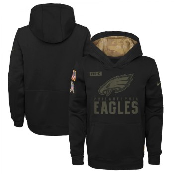 Youth Philadelphia Eagles 2020 Black Salute to Service Sideline Performance Pullover Hoodie Youth Philadelphia Eagles 2020 Black Salute to Service Sideline Performance Pullover Hoodie
