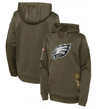 Youth Philadelphia Eagles 2022 Olive Salute to Service Therma Performance Pullover Hoodie Youth Philadelphia Eagles 2022 Olive Salute to Service Therma Performance Pullover Hoodie