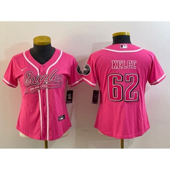 Youth Philadelphia Eagles #62 Jason Kelce Pink Cool Base Stitched Baseball Jersey Youth Philadelphia Eagles #62 Jason Kelce Pink Cool Base Stitched Baseball Jersey