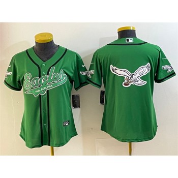 Youth Philadelphia Eagles Green Team Big Logo Cool Base Stitched Baseball Jersey Youth Philadelphia Eagles Green Team Big Logo Cool Base Stitched Baseball Jersey