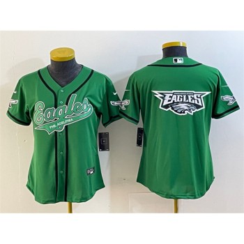 Youth Philadelphia Eagles Green Team Big Logo Cool Base Stitched Baseball Jersey Youth Philadelphia Eagles Green Team Big Logo Cool Base Stitched Baseball Jersey