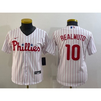 Youth Philadelphia Phillies #10 J.T. Realmuto White Cool Base Stitched Baseball Jersey Youth Philadelphia Phillies #10 J.T. Realmuto White Cool Base Stitched Baseball Jersey