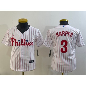 Youth Philadelphia Phillies #3 Bryce Harper White Cool Base Stitched Baseball Jersey Youth Philadelphia Phillies #3 Bryce Harper White Cool Base Stitched Baseball Jersey
