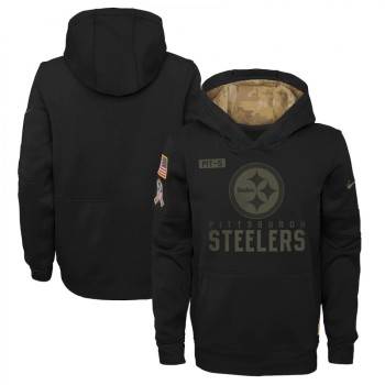 Youth Pittsburgh Steelers 2020 Black Salute to Service Sideline Performance Pullover Hoodie Youth Pittsburgh Steelers 2020 Black Salute to Service Sideline Performance Pullover Hoodie