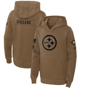 Youth Pittsburgh Steelers 2023 Brown Salute to Service Pullover Hoodie Youth Pittsburgh Steelers 2023 Brown Salute to Service Pullover Hoodie