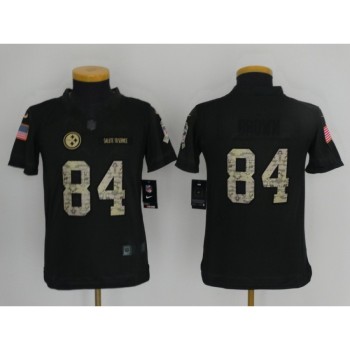 Youth Pittsburgh Steelers #84 Antonio Brown Black Salute to Service Limited Stitched NFL Jersey