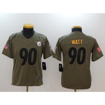 Youth Pittsburgh Steelers #90 T.J. Watt Green Salute to Service Limited Stitched NFL Jersey Youth Pittsburgh Steelers #90 T.J. Watt Green Salute to Service Limited Stitched NFL Jersey