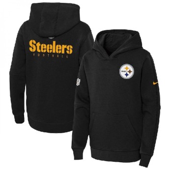 Youth Pittsburgh Steelers Black Sideline Club Fleece Pullover Hoodie Youth Pittsburgh Steelers Black Sideline Club Fleece Pullover Hoodie