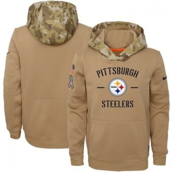 Youth Pittsburgh Steelers Khaki 2019 Salute to Service Therma Pullover Hoodie Youth Pittsburgh Steelers Khaki 2019 Salute to Service Therma Pullover Hoodie