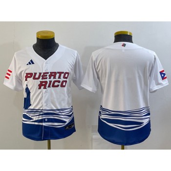 Youth Puerto Rico Baseball Blank 2023 White World Baseball Classic Stitched Jersey Youth Puerto Rico Baseball Blank 2023 White World Baseball Classic Stitched Jersey